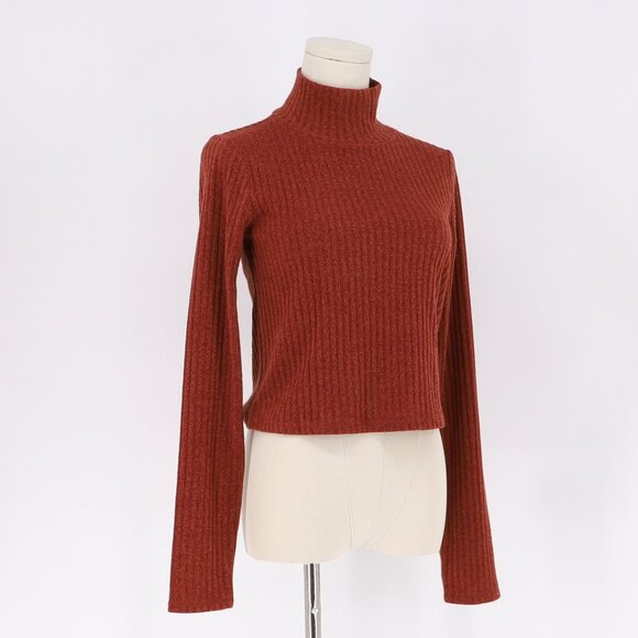 WILFRED FREE Tamu T-Shirt Cropped Ribbed Turtleneck in Brick Color Size M - Picture 2 of 5